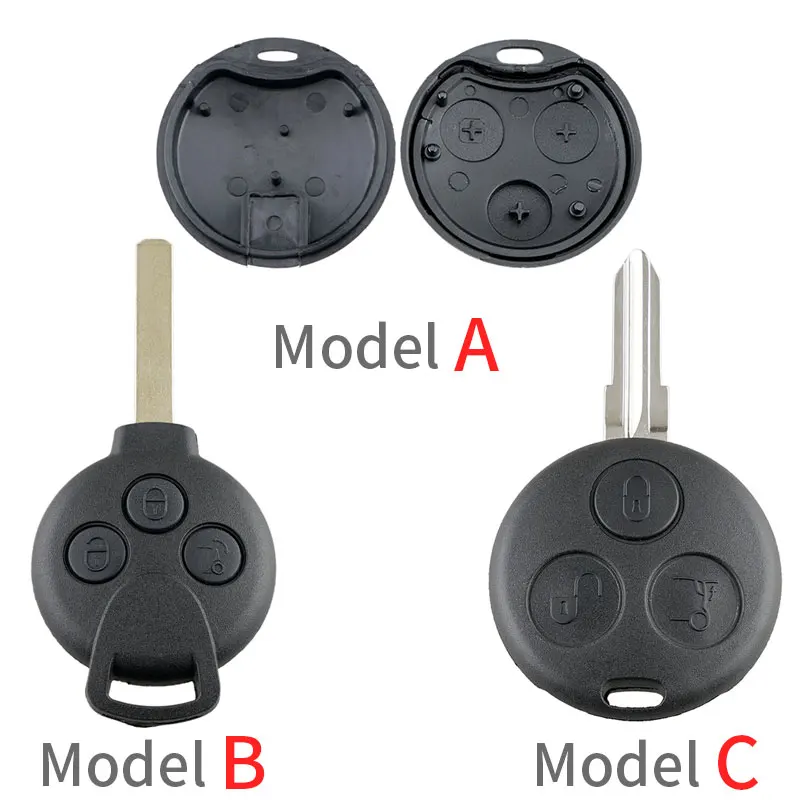 3 Buttons Car Key Shell Fob Uncut Blank Blade Remote Key Case Cover Replacement Fit For Benz Smart Car Roadster Fortwo- No Chip