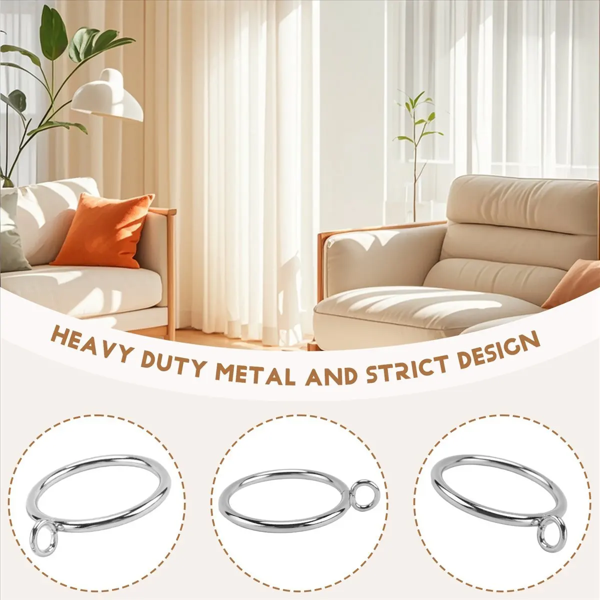 AA77 NEW 40 Pack Curtain Rings, 38mm Internal Diameter iron Curtains Rings Hanging Rings for Curtains and Rods, Silver