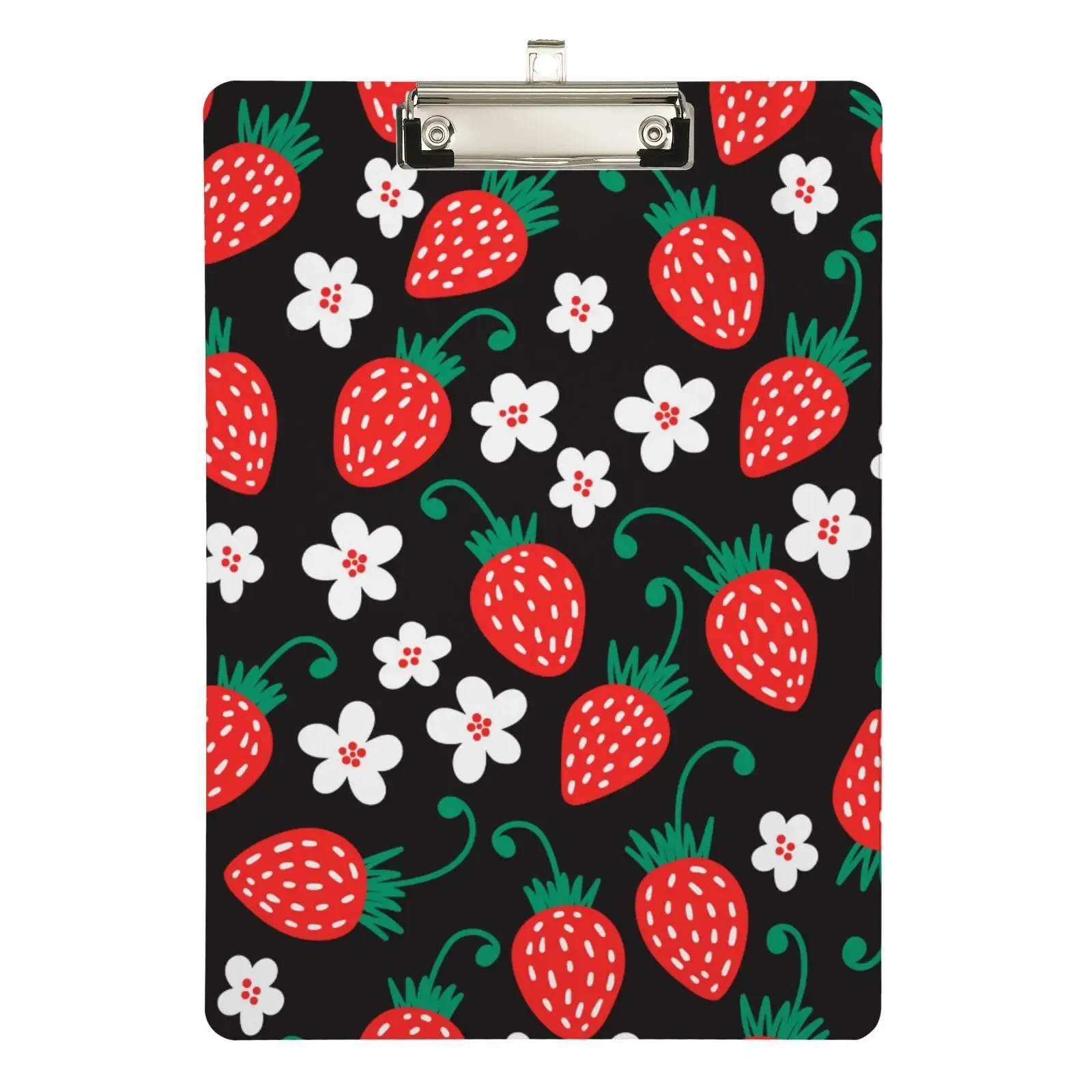 Plastic Nursing Clipboards Low Profile Clip Strawberry Pink Fruit Women Girls with Metal Clip Transparent School Office Art Pad