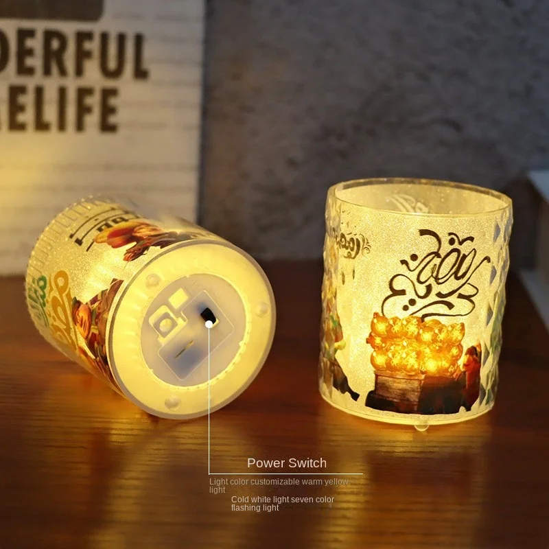 Ramadan Kareem Led Candle Lantern Eid Mubarak Decoration for Home 2023 Islamic Muslim Festival Party Eid Al Adha Ornaments