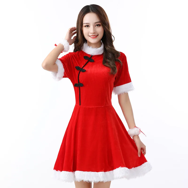 

Santa Claus Red Mini Dress Performance Costume Stage Outfit Nightmare Before Christmas Disguise Christmas Costume Sexy Dress
