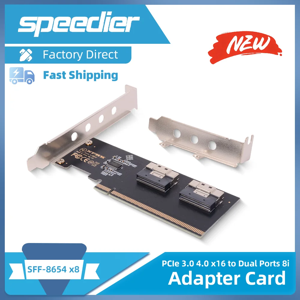 

Riser PCIe 3.0 4.0 X16 To 2-port SFF-8654 X8 8i / 4-port SFF-8654 X4 Array Expansion Adapter Card Motherboard PCI-E Split Card
