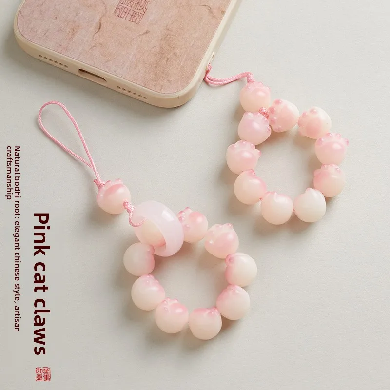 

Очаровательная цепочка для телефона в виде кошачьей лапы, ремешок для рук, аксессуар для рук, розовый шарм, милый короткий чехол, игрушка для женщин