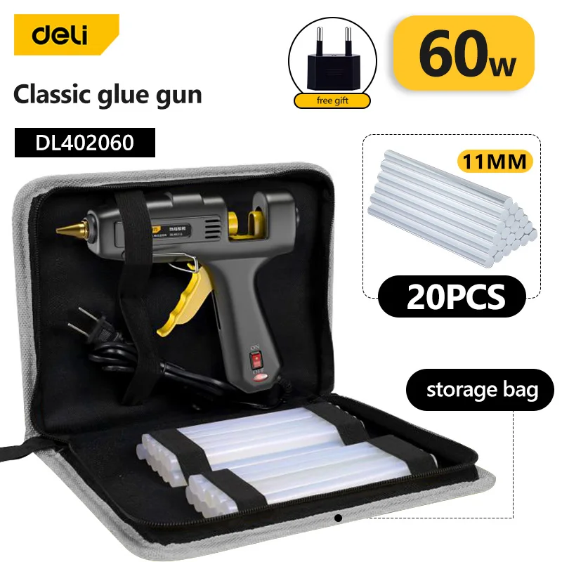 60W Hot Melt Glue Gun with 11MM Transparent Glue Stick Mini Gun Home Electric Heat Temperature Gun Repair Tool Special Stick Set