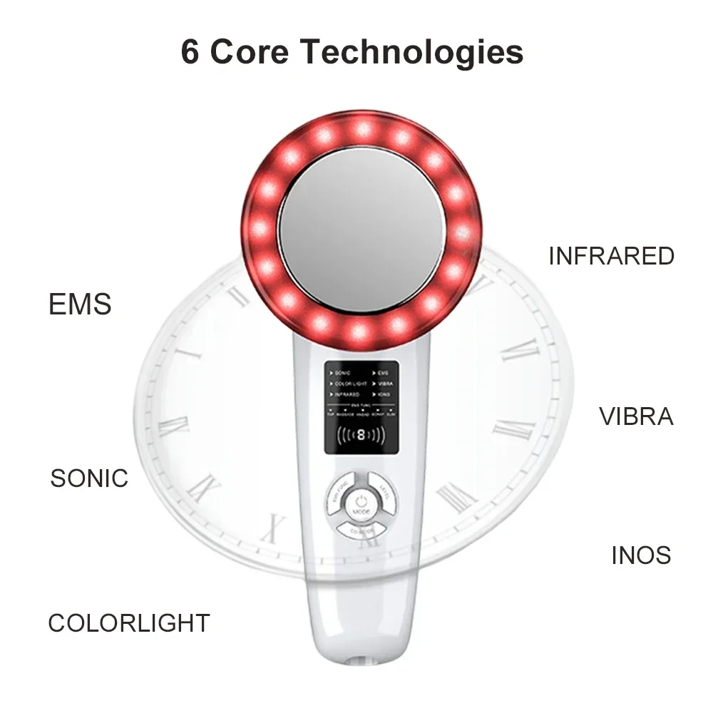 Cavitación por ultrasonido EMS máquina de adelgazamiento 6 en 1 masajeador corporal por ultrasonido galvánico terapia infrarroja LED RF cuidado Facial belleza