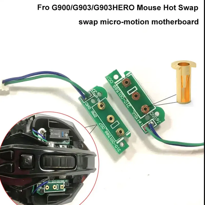 Piezas de repuesto y reparación de placa base de micromovimiento izquierda y derecha para Logitech G900/G903/G903HERO mouse, intercambio en caliente sin soldadura