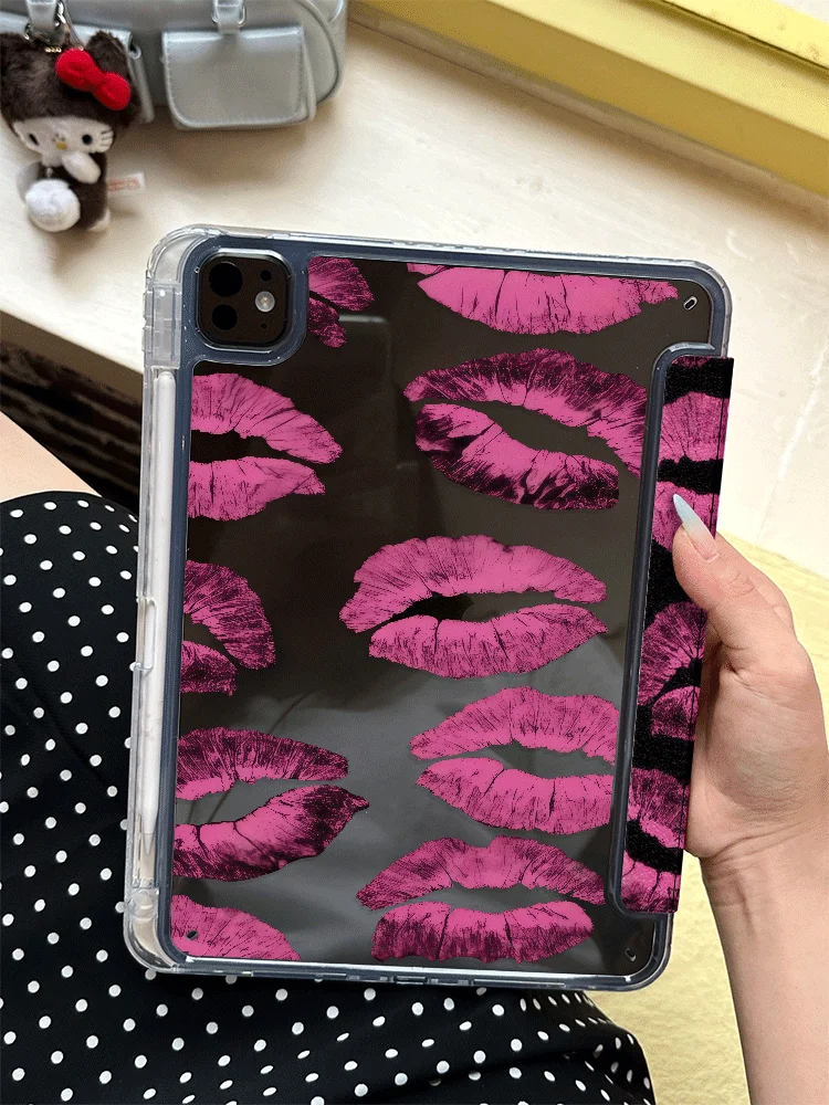 Y2K Vintage Lipstick Tablet Case Black Pink Stand for Redmi K Pad 8.8