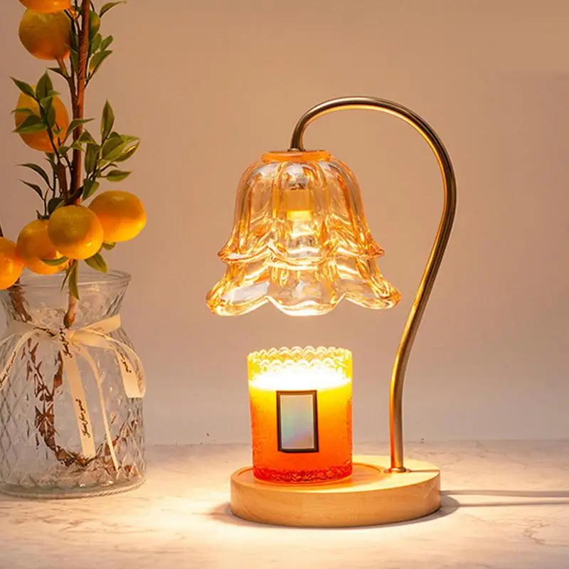 Candle Warmer Lamp Night Light Candle Light For Scented Candles Wooden Base Candle Melter For Studying Room Table Living Room