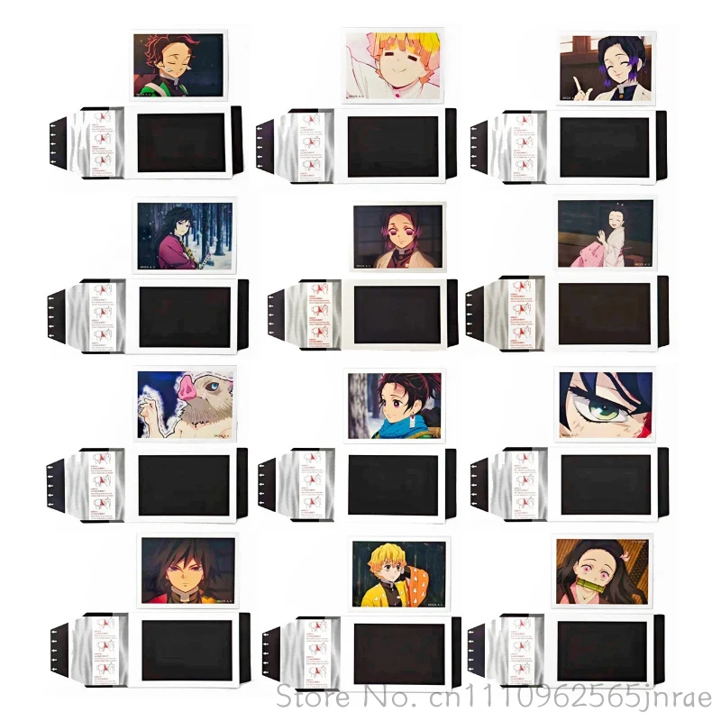 Cartes photo instantanées authentiques Tanjiro Nezuko Zenitsu Inosuke Tear Pull Ambition Chapter Collection pour les fans - 12 designs au total