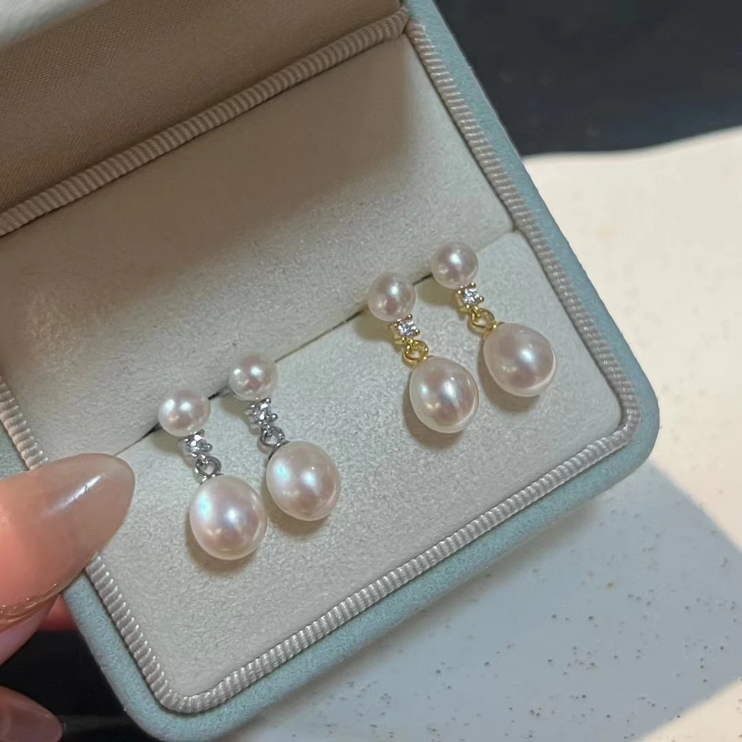 Natural Freshwater Pearl Stud Earrings 925 Silver Post Classic Minimalist Elegant Jewelry for Women