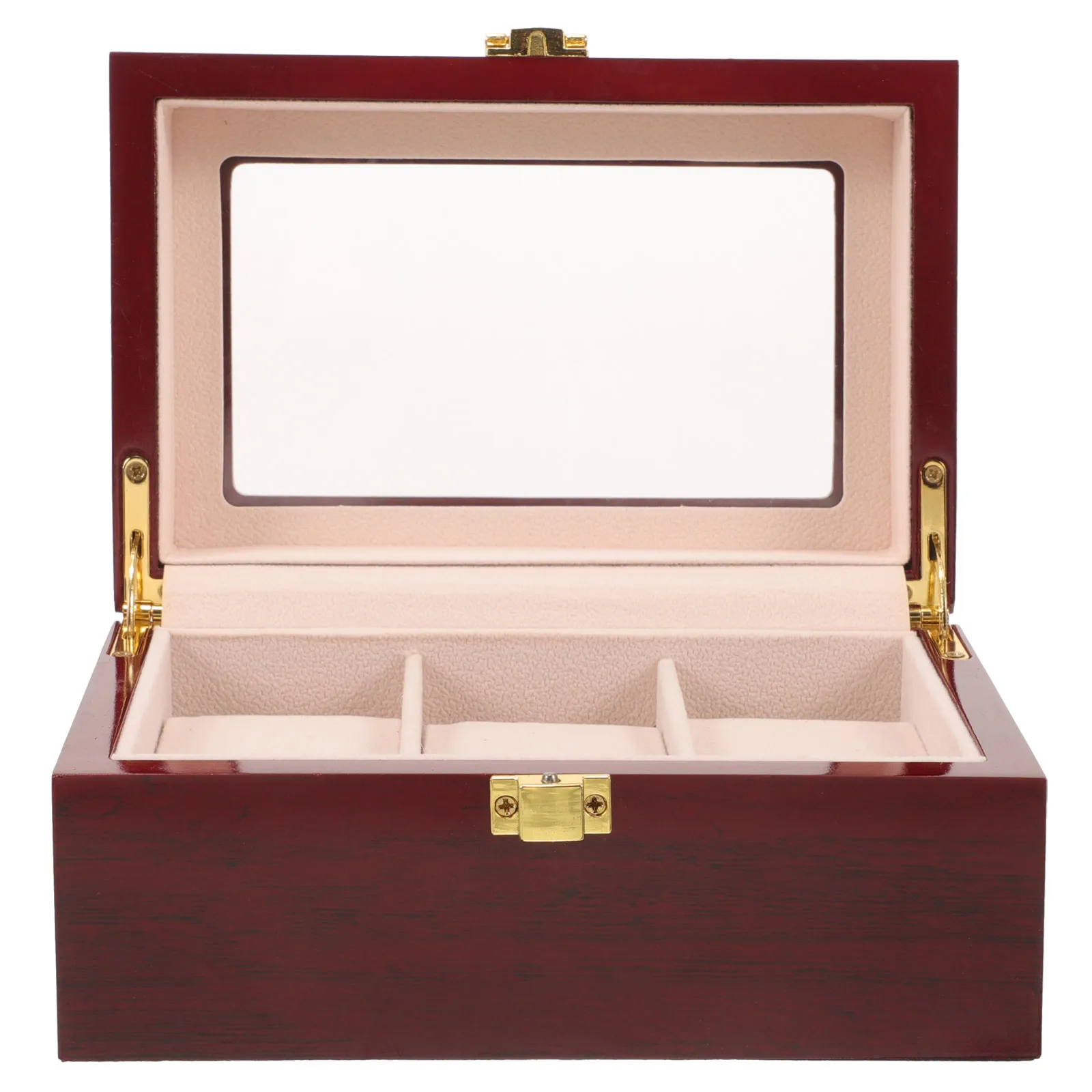

Wooden Watch Storage Box 3 Compartments Red Beige Display Case Watches Watch Cases For Men Organizer Men Women