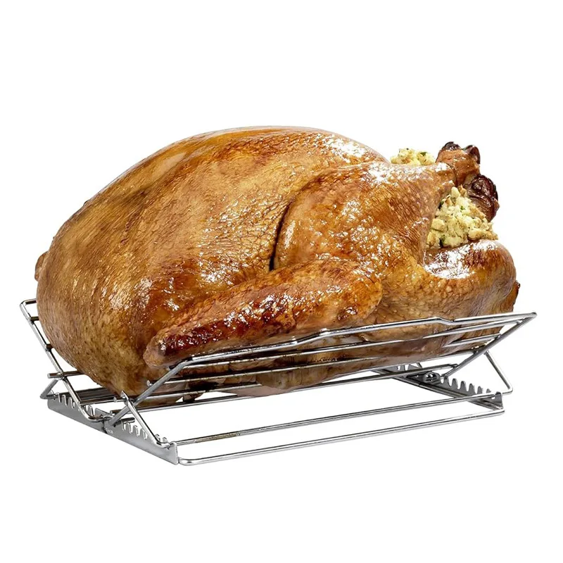 

Stainless Steel Adjustable Chicken Roasting Rack Foldable Oven Baking BBQ Wire Rack