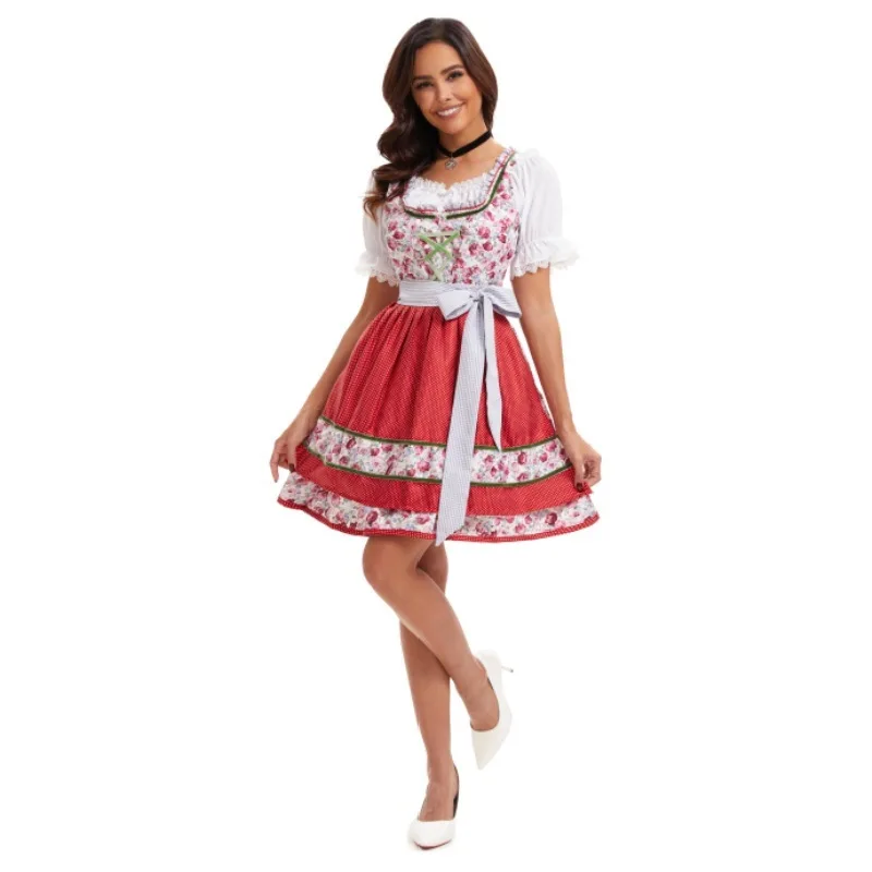 Vestido feminino S-3XL oversized munique oktoberfest vestido de empregada manga curta impresso vestido de cerveja vestido de desempenho de palco
