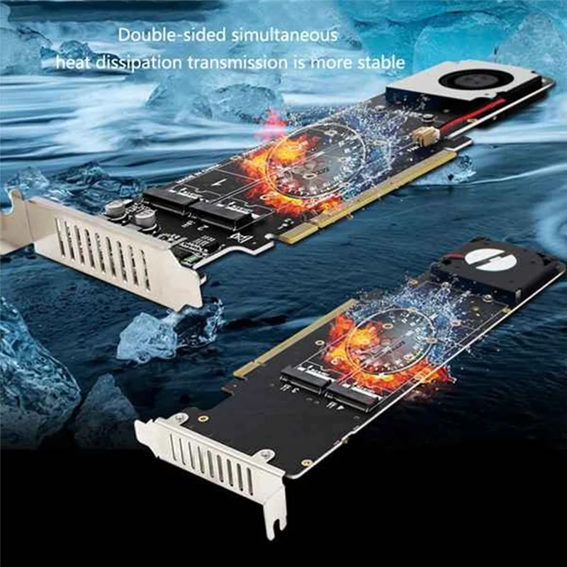 

AC56-двусторонняя 4-дисковая карта NVME Raid PCI-E X16 сплит-карта PCI-E X16 к M.2 M-Key NVME X4SSD RAID-адаптер карты расширения