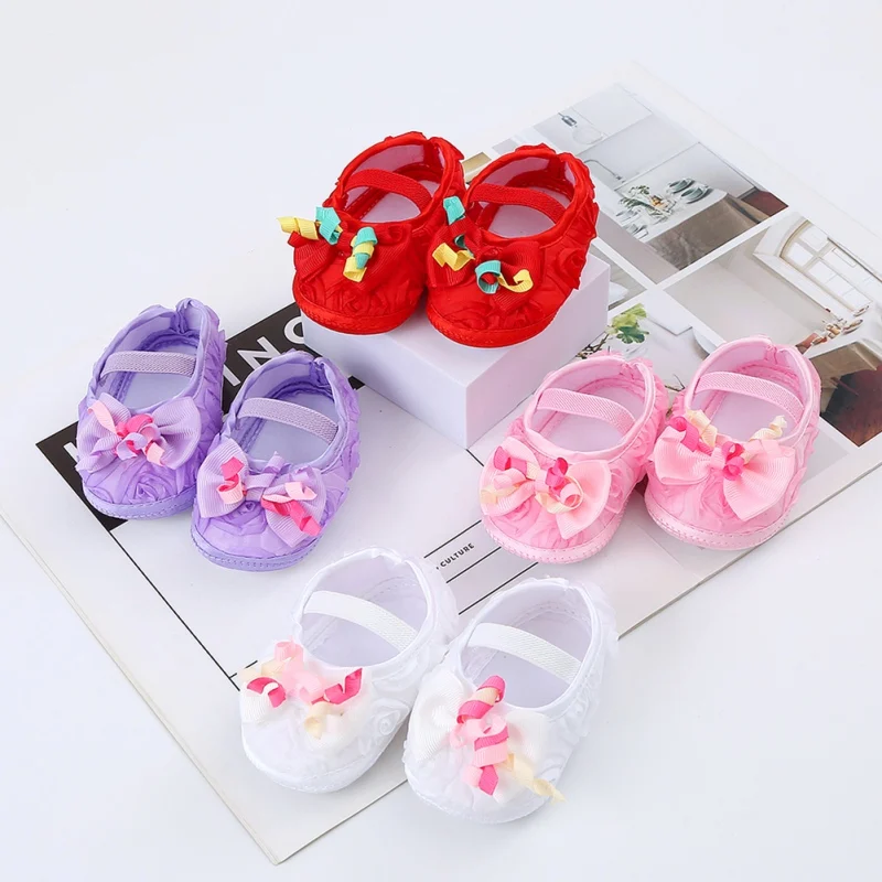 

Fashion Crown Flower Pattern First Walkers for Baby Girls Non-slip Soft Soled Shoes for Princess Toddlers Newborn Casual Shoes