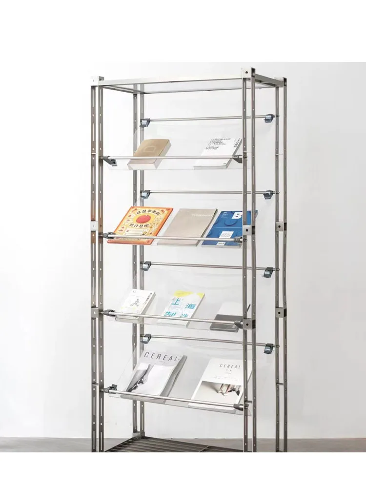 Medieval magazine display rack, floor to ceiling data rack, storage bookshelf, photography base display rack, multi-layer