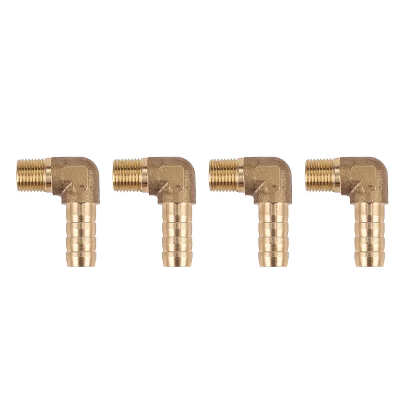 

A53Q-4PCS 8Mm Hose X 3/8 Inch Male Thread 90 Degree Brass Elbow Barb Coupler Connector