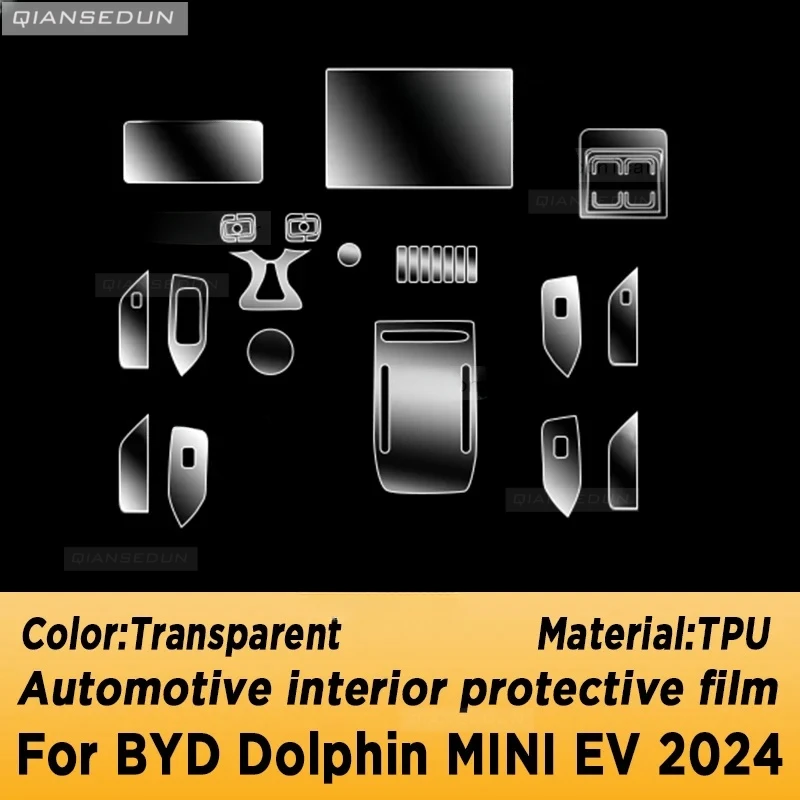 For BYD Dolphin MINI EV Seagull 2024 Gearbox Panel Navigation Screen Automotive Interior TPU Protective Film Cover Anti-Scratch