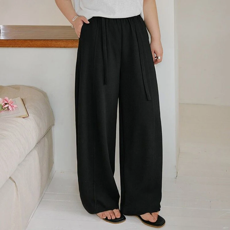 Female High Waist Baggy Thin Sweatpants Girls Classic Fashion Leisure Pants Women Korean Solid Daily Straight Leg Trousers