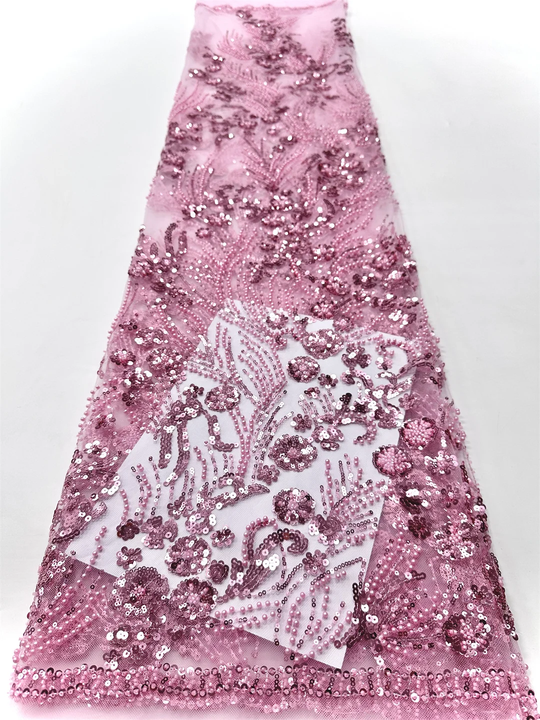 

African Tulle Lace Fabric 2025 High Quality Lace Nigerian Sequins Beaded Lace Fabric French Laces Fabrics For Party Dress Sewing