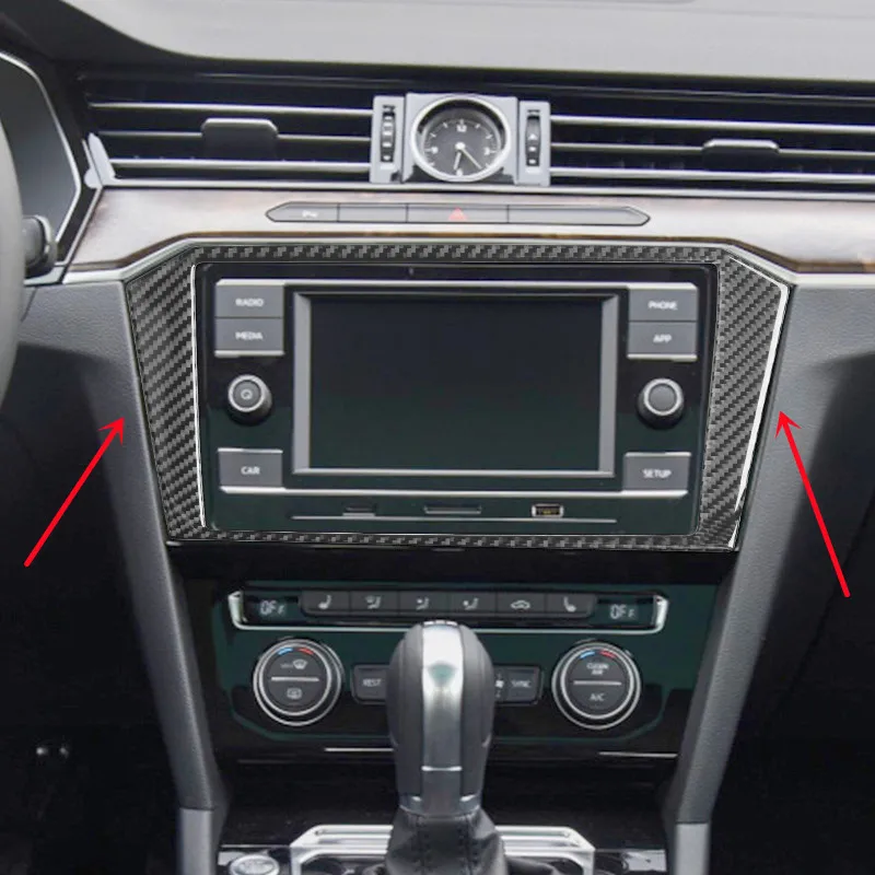 Carbon Fiber Car Interior Moulding Decoration Sticker For Volkswagen VW Magotan Arteon Dashboard Center Control Panel Cover Trim
