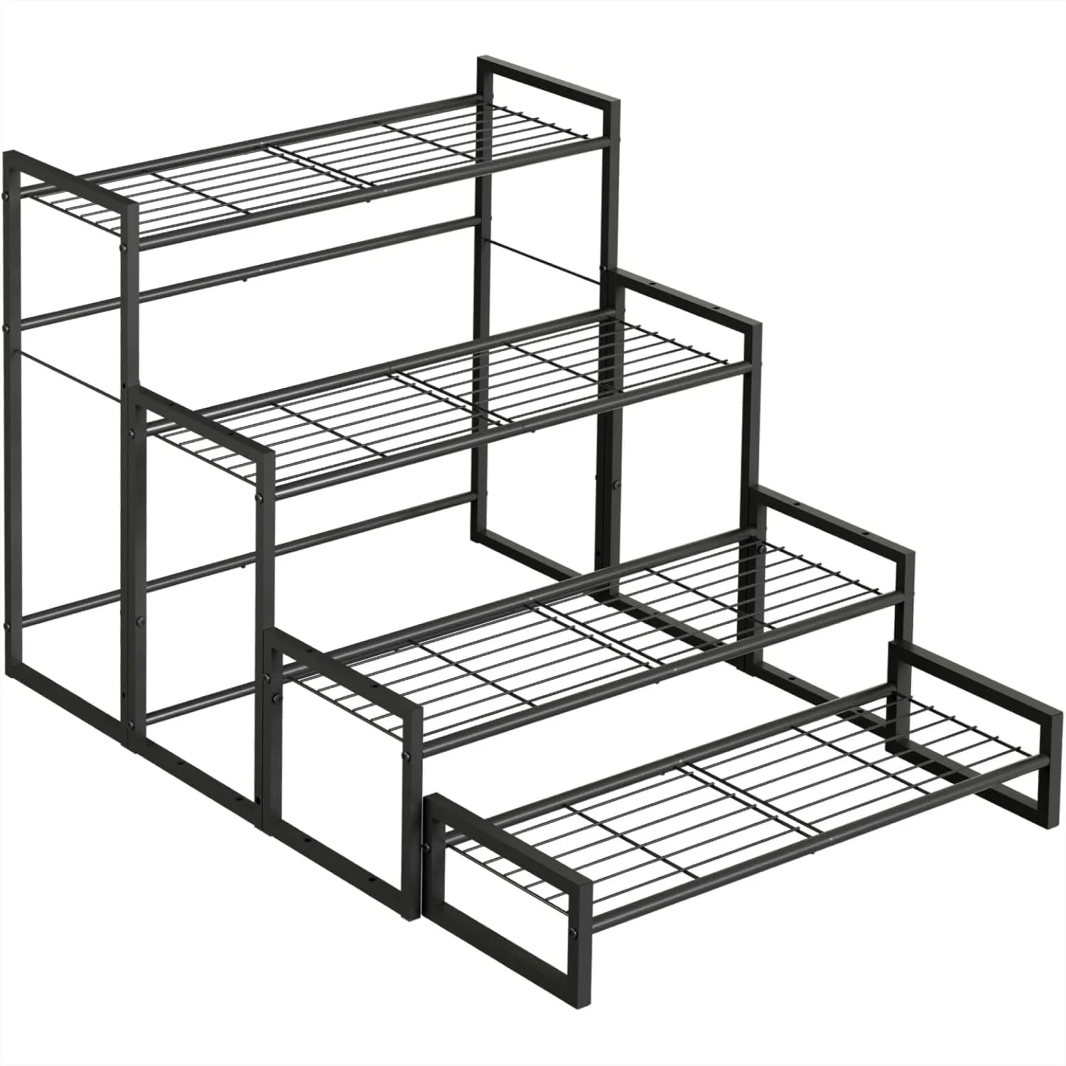 

4 Tier Widened Stackable Plant Stand, Heavy Duty Tall Plant Shelf for Indoor Outdoor Garden Display, Flower Pot Holder, Black