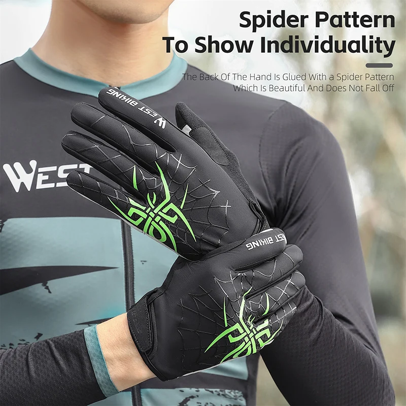 WEST BIKING Cycling Men's Glove Shockproof Comfortable Women Full Finger Gloves Breathable Perspiration Touch Screen Long Gloves