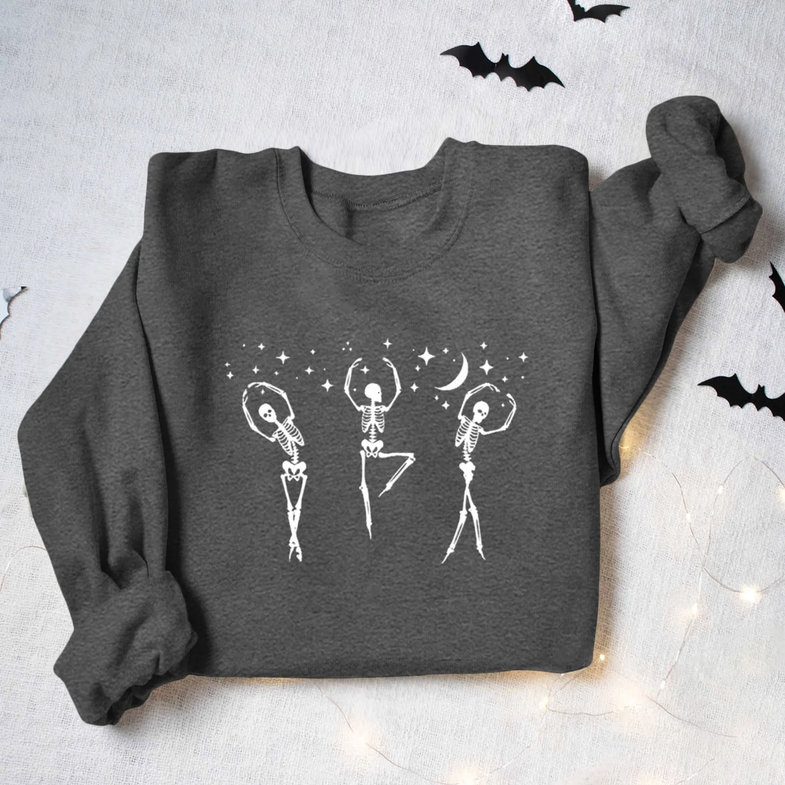 Sudadera con capucha de Halloween para mujer, ropa con estampado de calavera de Color sólido, Sudadera con capucha de tendencia de moda, cuello redondo, manga larga, Sudadera con capucha informal cómoda en todo el