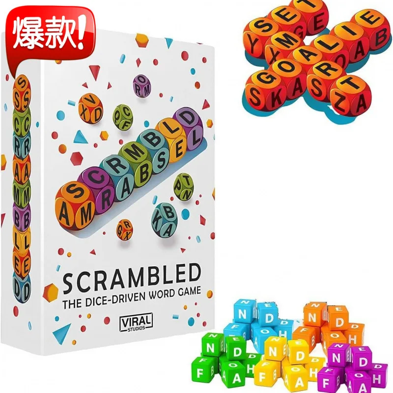 Juego de palabras de dados revueltos, cerebro - Juego de dados de ortografía para afilar para 1-5 jugadores - Trenes Vocabulario y pensamiento, para noches de juegos