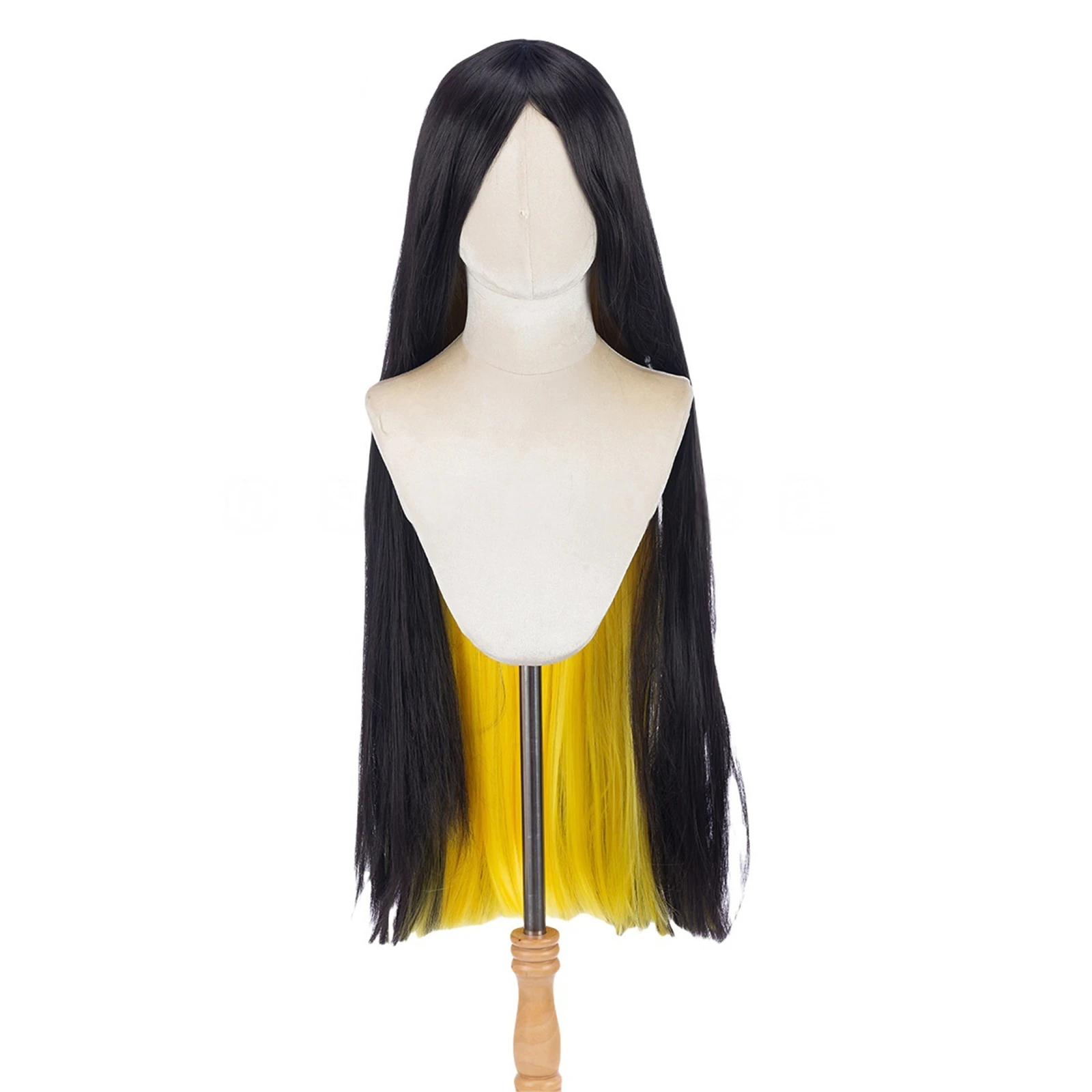 Hazbin Sir Pentious Cosplay Wig Anime Women Men Black Yellow Wig Heat-Friendly Synthetic Fiber Long Straight Hair Halloween Prop