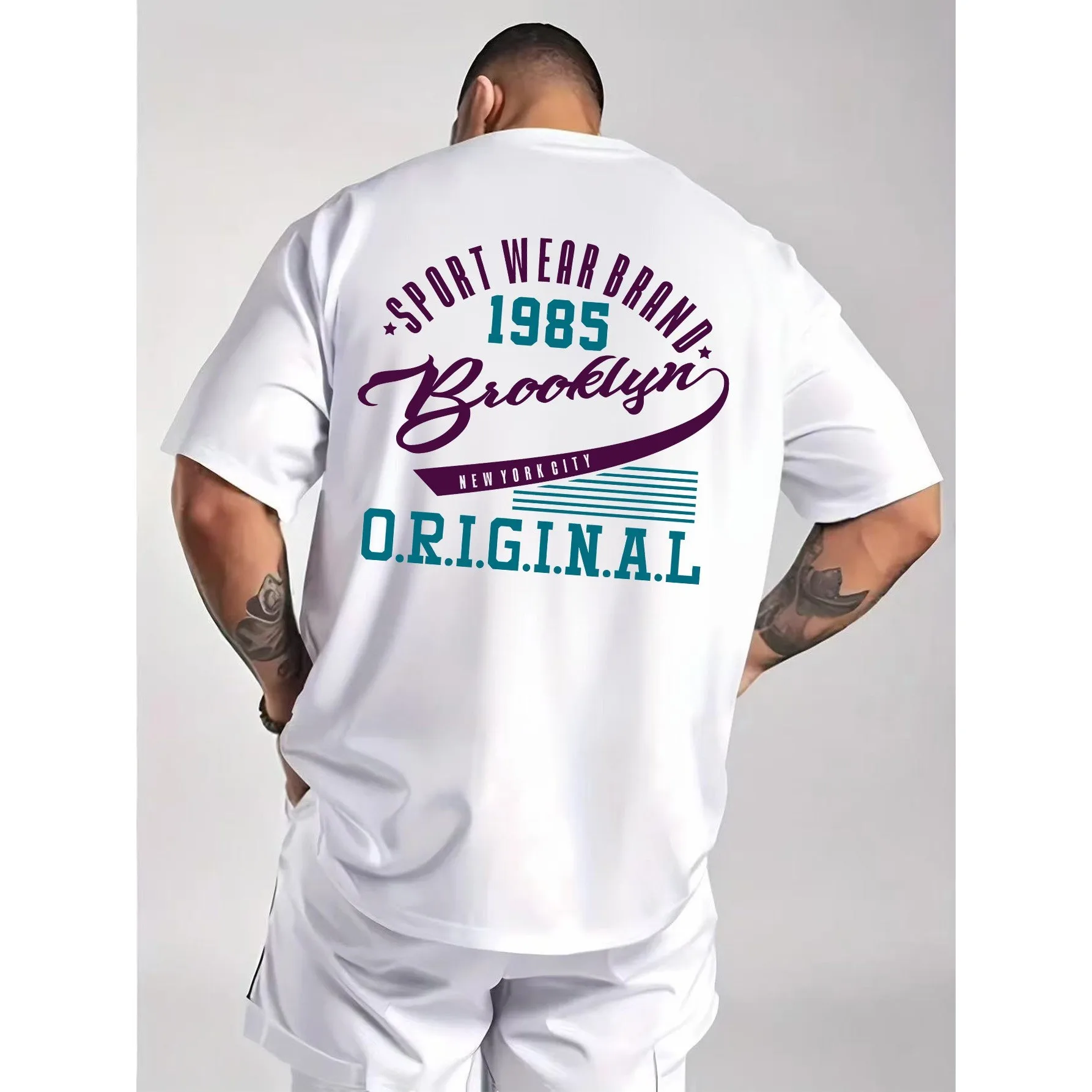 Brooklyn Sport Wear Graphic Print Men's Cotton Crew Neck T-Shirt Casual Loose Summer Tee