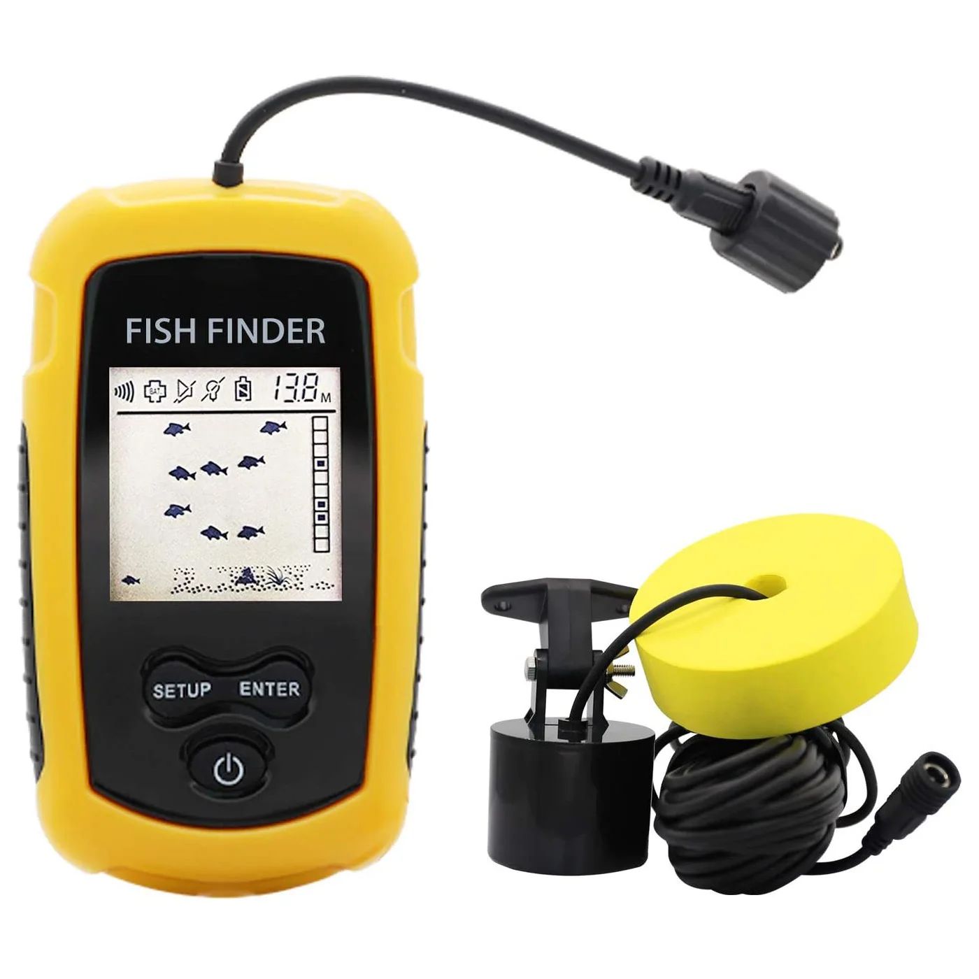 100M inteligentny alarm przewodowy przenośny Sonar lokalizatory ryb 45 stopni sonar pokrycie echosonda przetwornik alarmowy jezioro wędkarstwo morskie