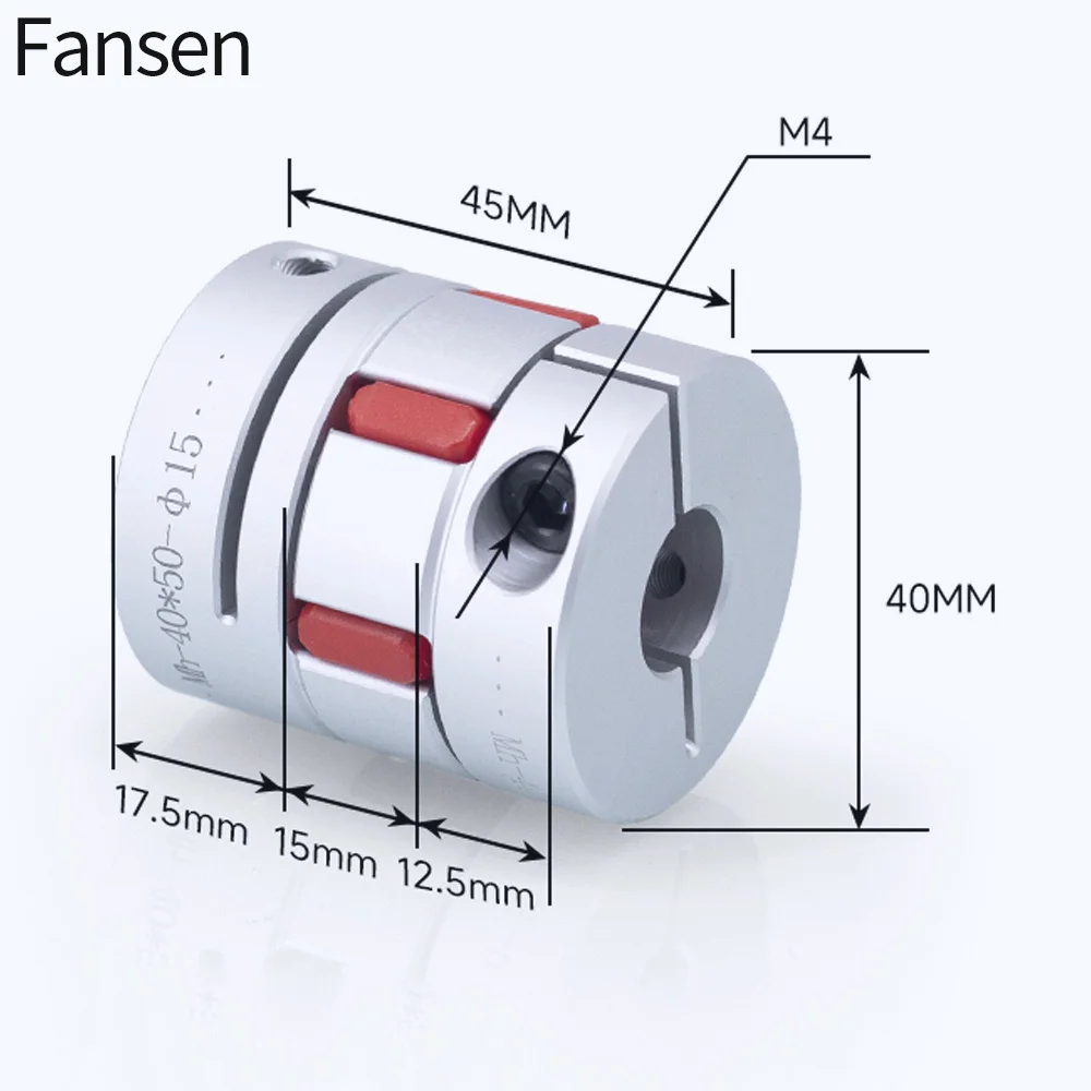 Fansen Jaw Shaft Coupler D40L45 Spider Flexible Motor Aluminium Flexible Coupling Encoder Connector8/9/10/12/14/15/16/17/19/22mm