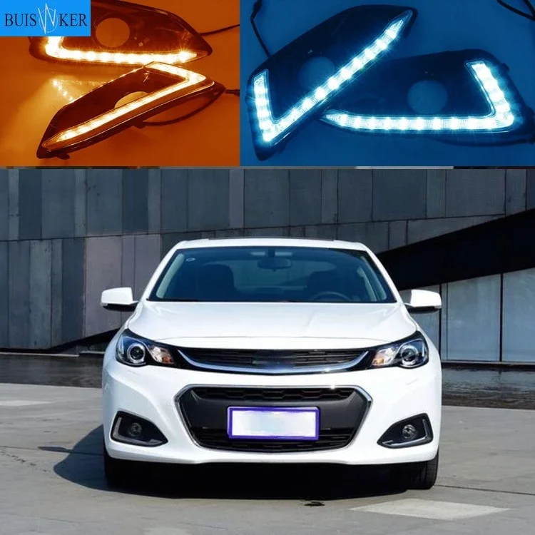 

1set For Chevrolet Chevy Malibu 2016 LED DRL Daytime Running Light yellow turn lamp Relay Daylight