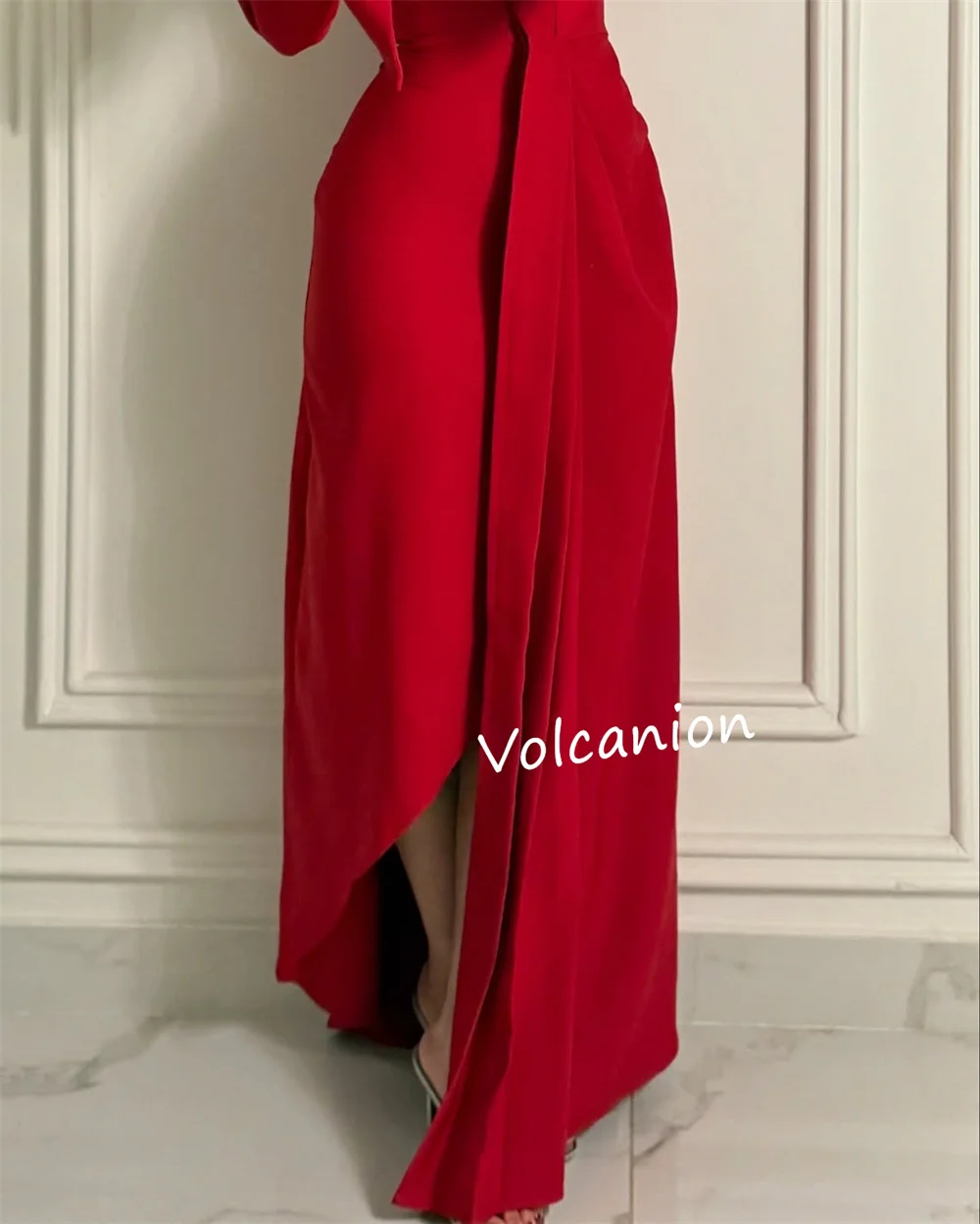 Vestidos midi con cuello redondo y pliegues de Jersey personalizados para ocasiones a medida, tallas simples y elegantes disponibles para fiesta Formal