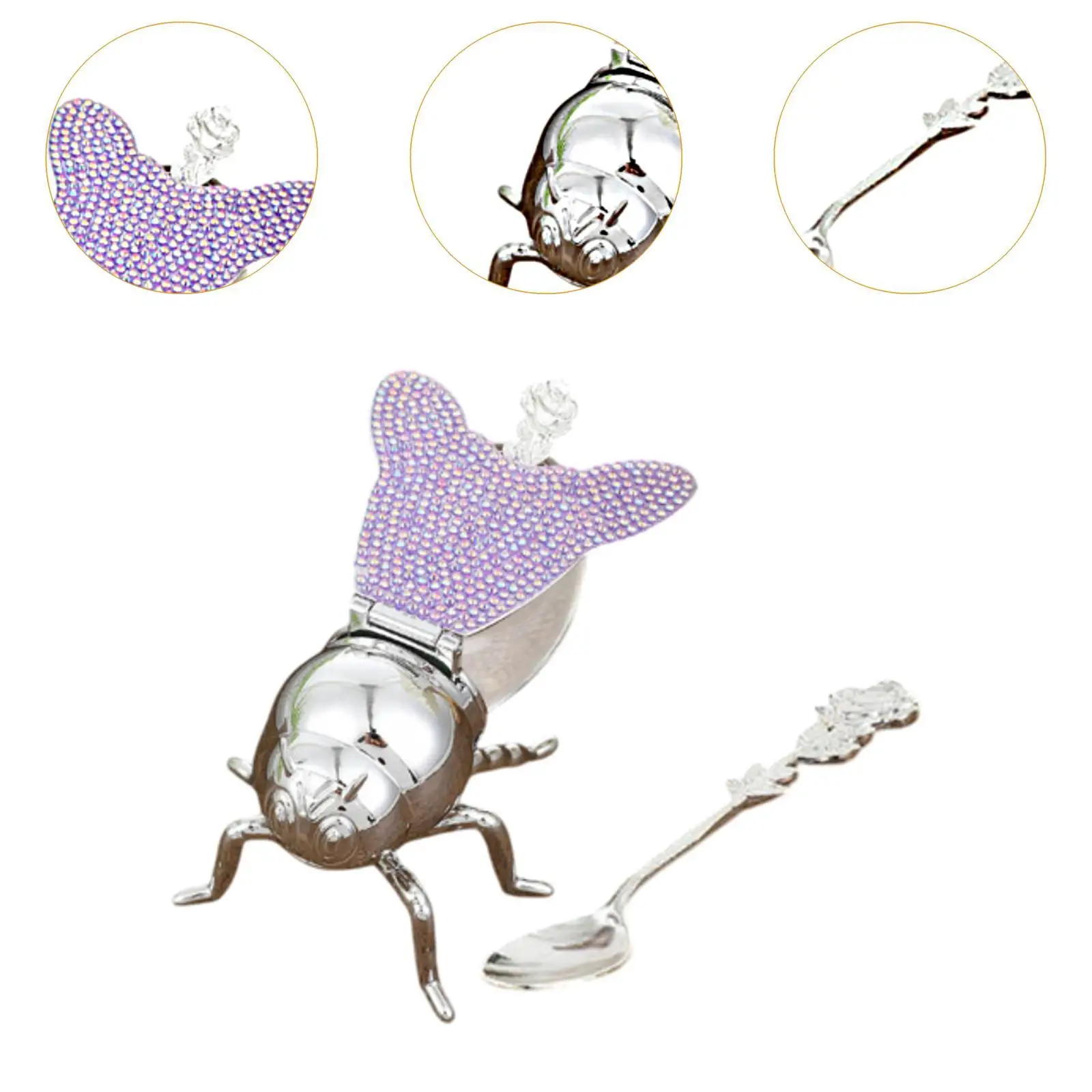 وعاء تخزين برطمان عسل على شكل نحلة مع ملعقة وعاء بهار السكر الحديث للشقة والمزرعة والمقهى والمطبخ والمنزل #5