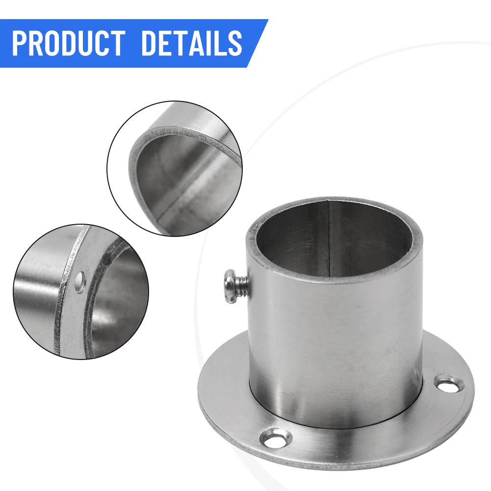 Versatile Stainless Steel Wardrobe Rail with Tube Support Closet Bar Stand Rod Socket End Multiple Diameter Options