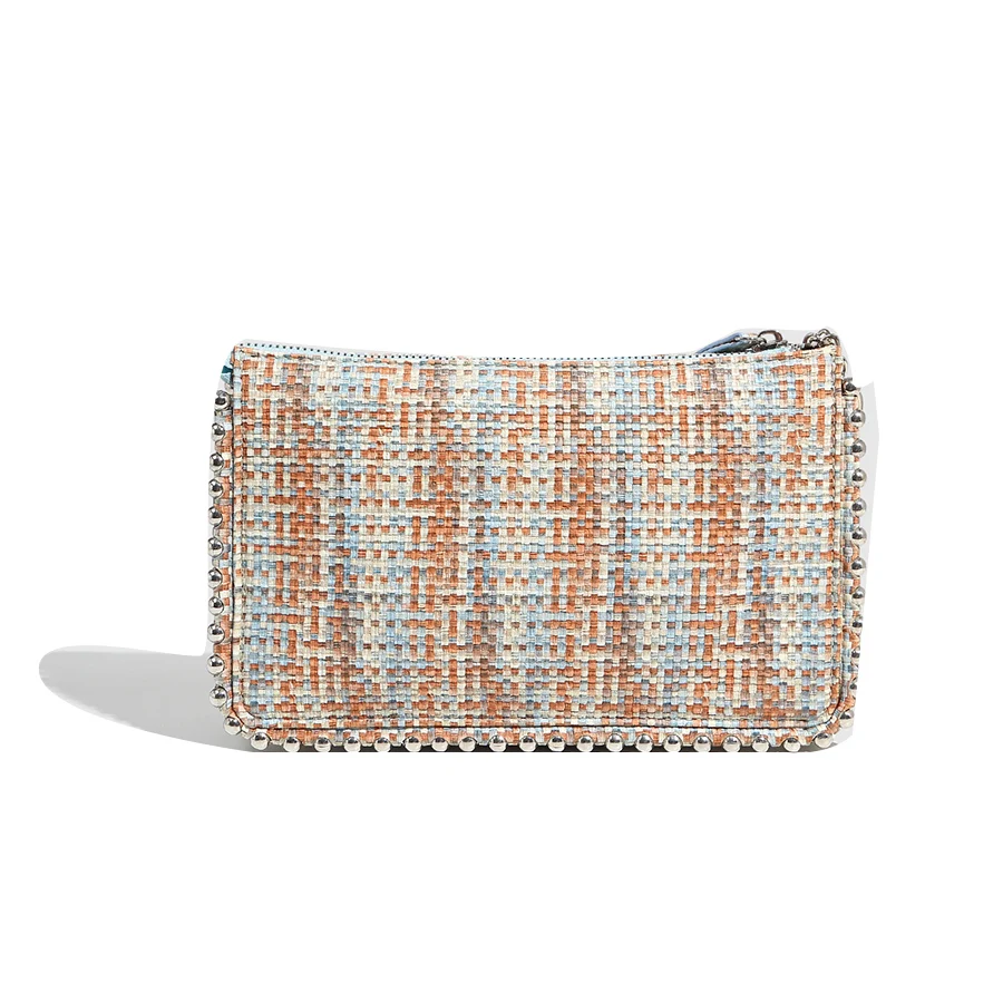 

Beaded Design woven straw bag small square bag single-shoulder crossbody chains bag versatile zip women's bag colorful handbags