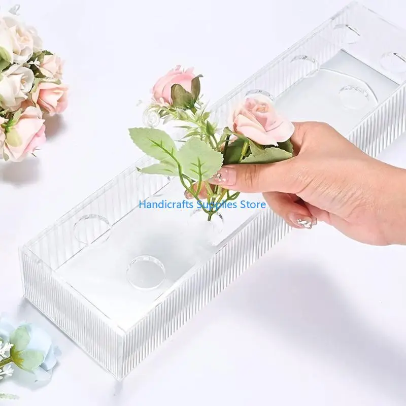 R1WA Water Ripple Clear Acrylic Flower Vase Flower Organization Holder Party Decoration for Festival New Year Birthday Gift