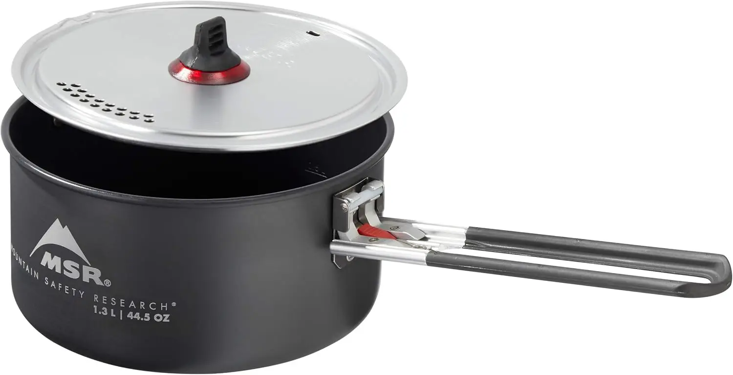 

Nonstick Ceramic Coated Solo Camping Cook Pot, 1.3L Lightweight Aluminum with Strainer Lid