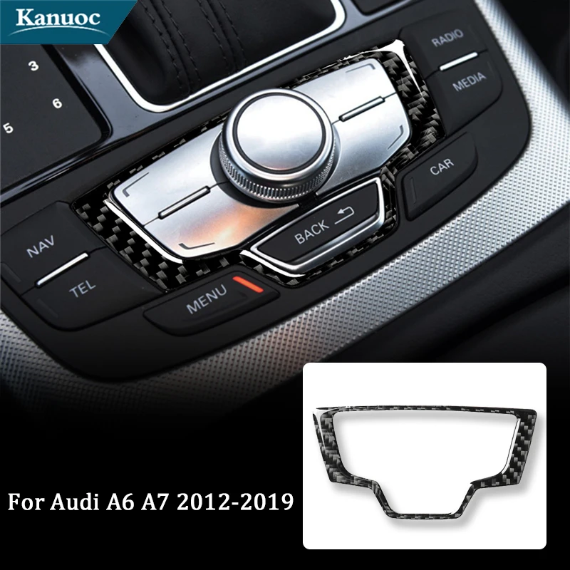 

For Audi A6 A7 2012 2013 2014 2015 2016 2017 2018 Carbon Fiber Multimedia Frame Stickers Car Interior Decorative Accessories