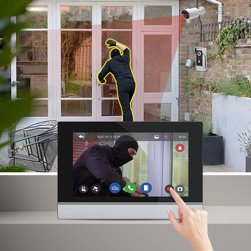Tuya Wifi 7 Inch Touch Screen Video Intercom Family HD Video DoorPhone APP Unlock Outdoor Doorbell Waterproof Camera Systerm