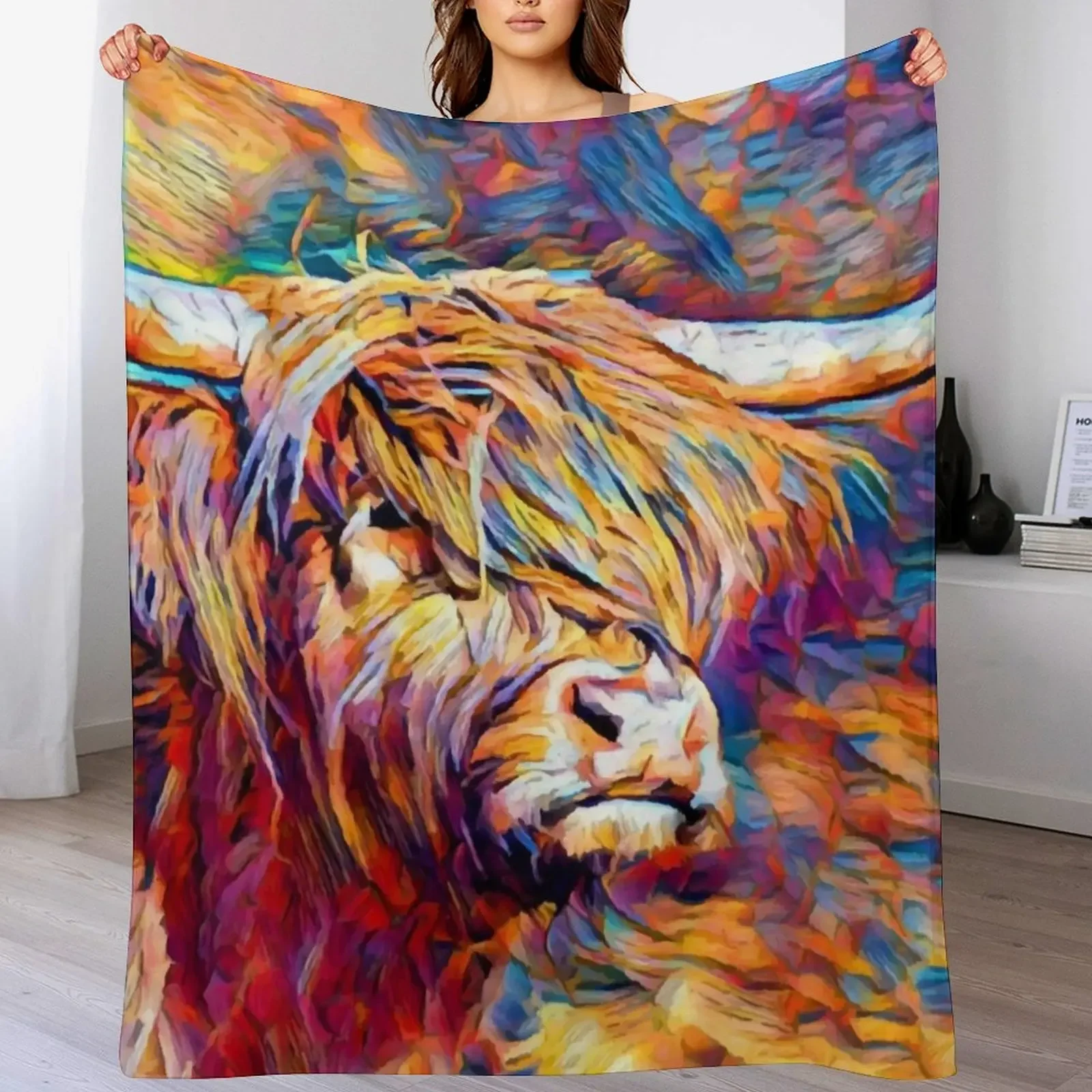 Highland Cow 6 Throw Blanket Compact Warm Blanket for Car Road Trip