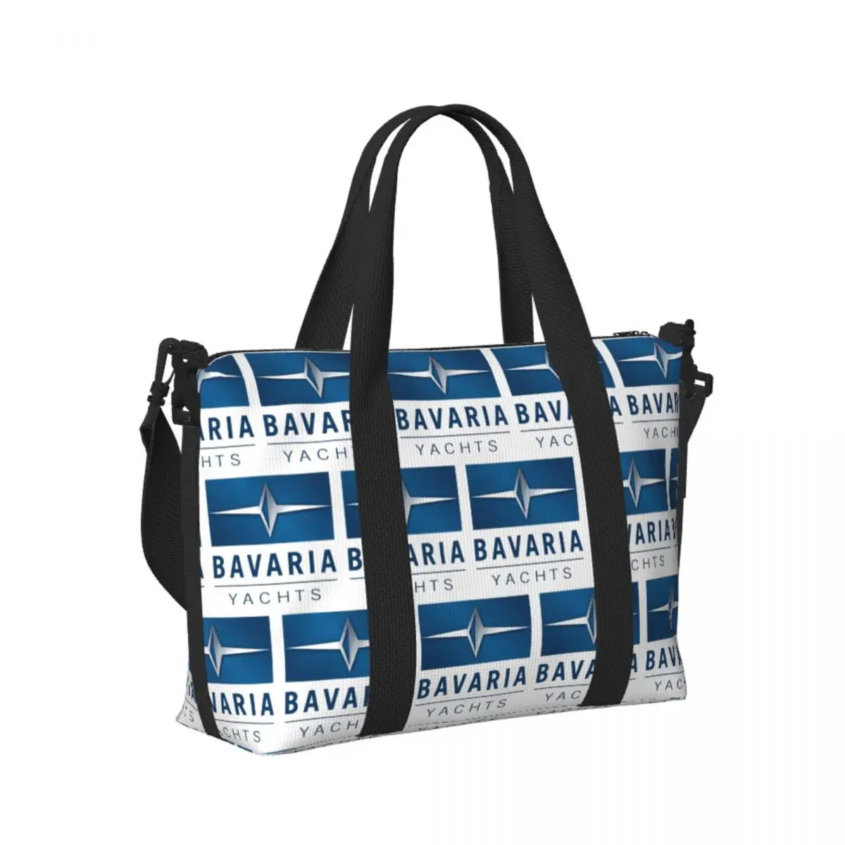 

Bavaria Yachts Blue Silver Logo Beach Travel Bag Large Capacity Tote Bags for Gym Sport Women Shopping Duffle Shoulder Bag