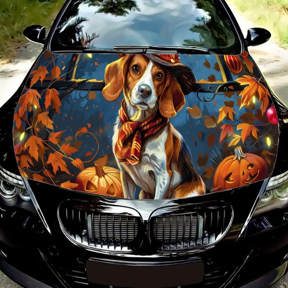 Ghostly Beagle Halloween Car Bonnet Haunt your neighbors with this ghostly Beagle car bonnet sticker, featuring a spooky silhou