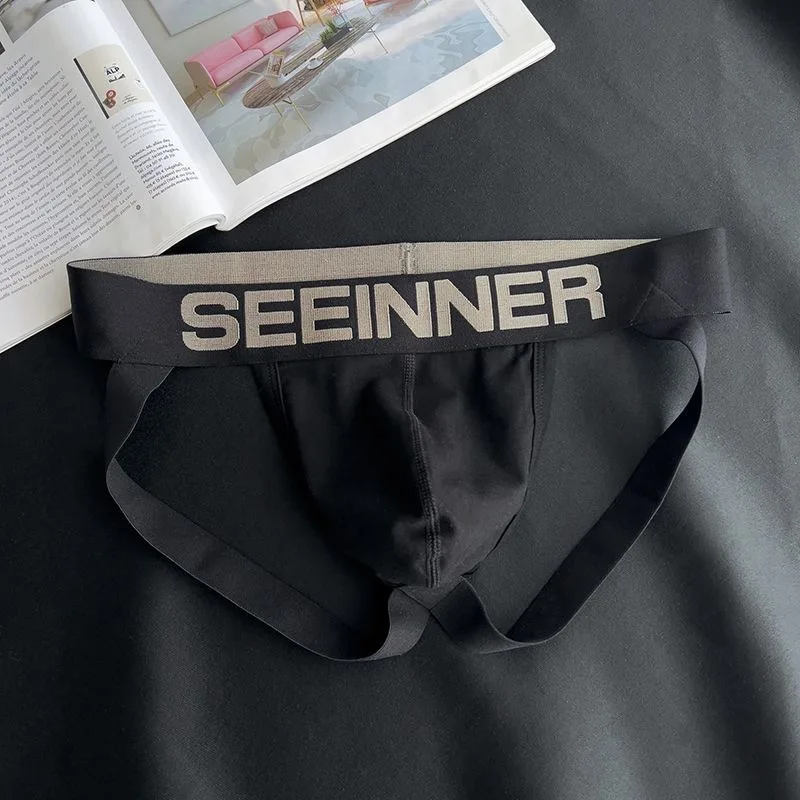 Erotic Men's Underwear Gay Sexy Low Waist U Convex Pouch Jockstrap Youth Stretchy Cotton Breathable Comfortable Thong Underpants - view 3