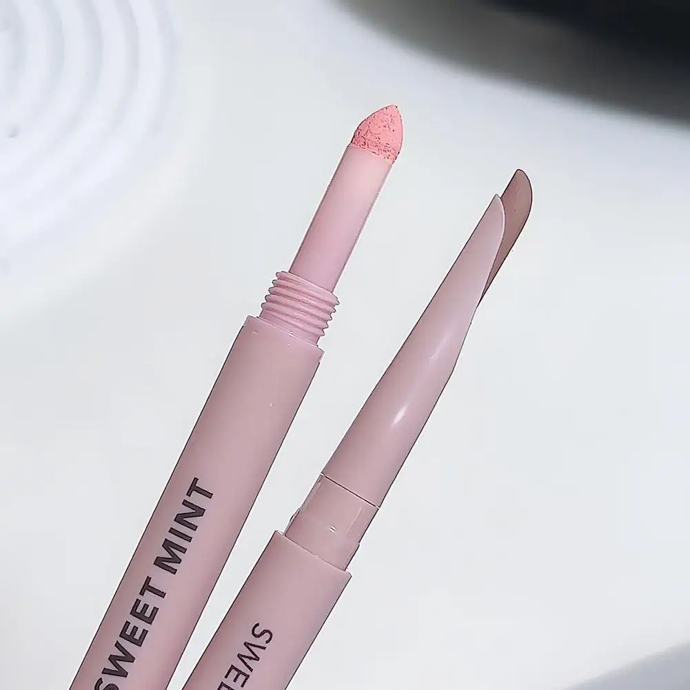 Matte Pink Lying Silkworm Pen Double Head Sickle Eyeliner Lying Silkworm Waterproof Natural Glitter Eyeshadow Contouring Make Up