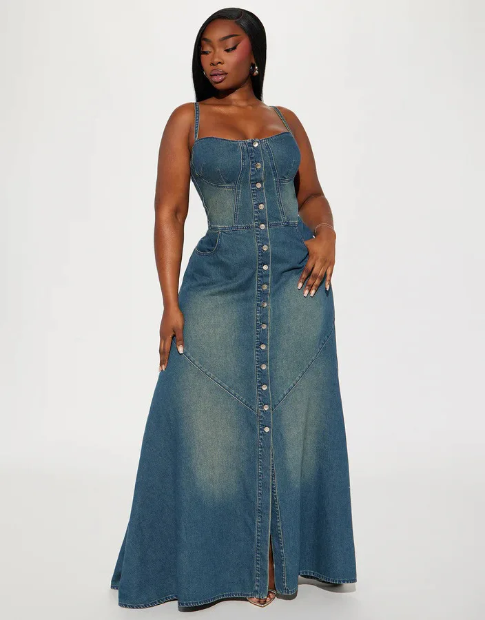 Long Dress Women Denim Dresses Sling Strapless A Line Vestidos Y2k Streetwear Sleeveless Sexy Elegant Party Night Work 2026 - view 6