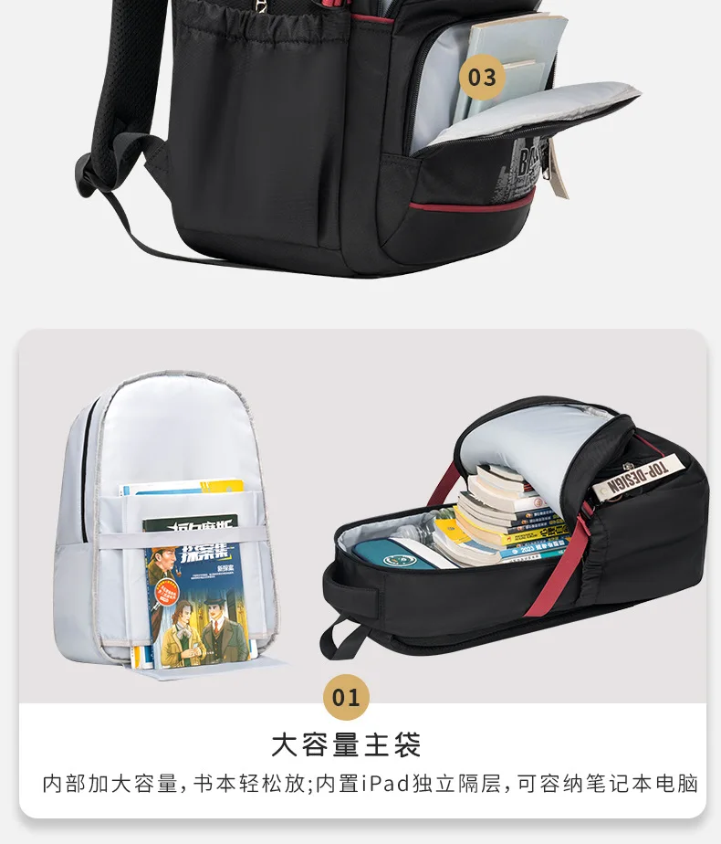 Ransel Kasual Bernapas untuk Siswa SMP & SMA, Tas Laptop Unisex untuk Remaja Perempuan Laki-laki, Tas Sekolah Anak-anak