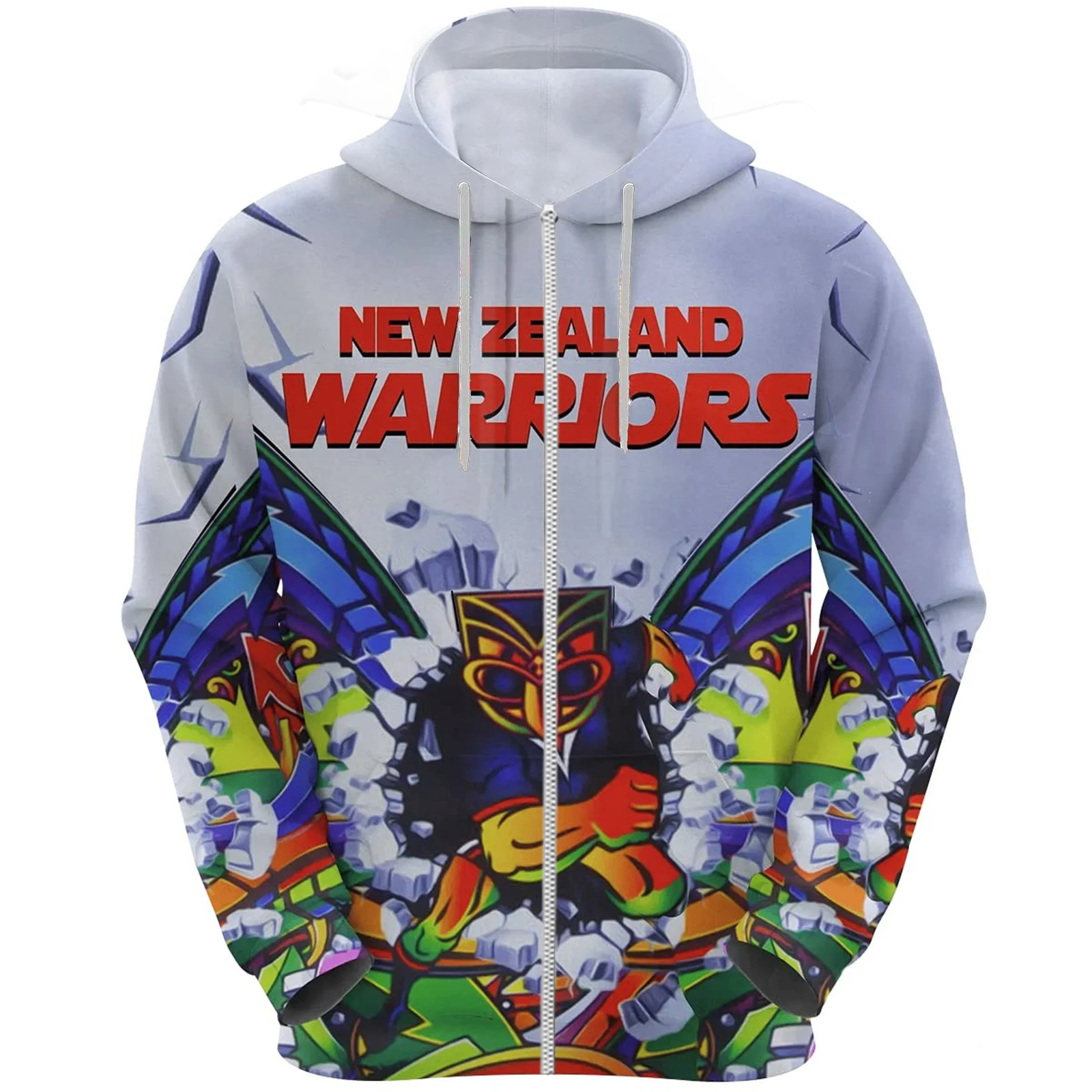 

HX New Zealand Warrior Hoodies Retro Pattern 3D Printed Casual Men's Zip Up Hoodie Coats Sportwear Teens Streetwear Dropshipping